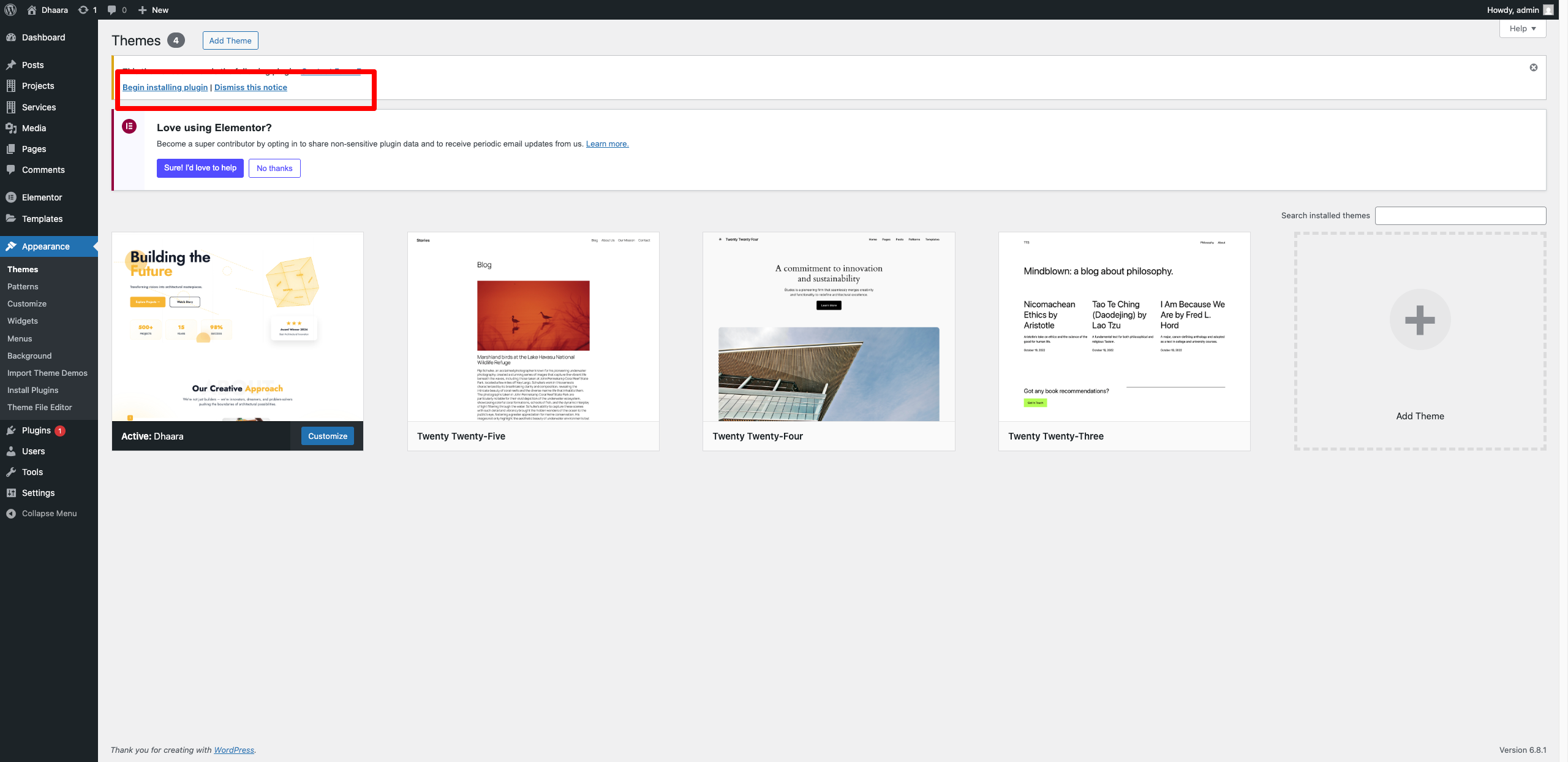 Required Plugins Screenshot